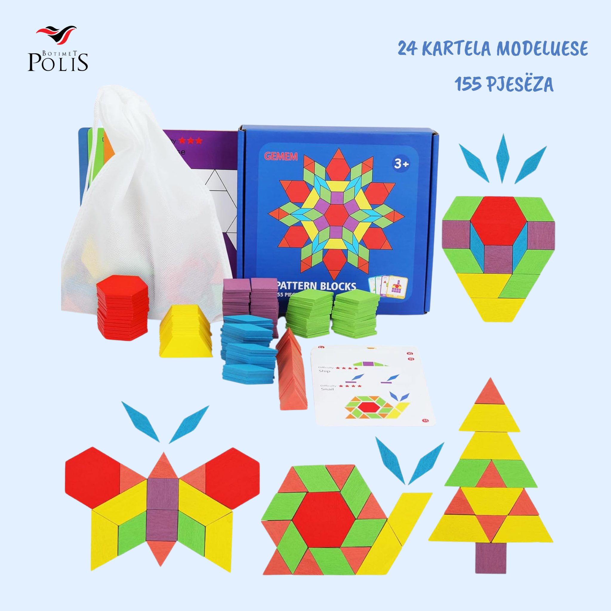 Lojë didaktike me forma druri dhe kartela modeluese